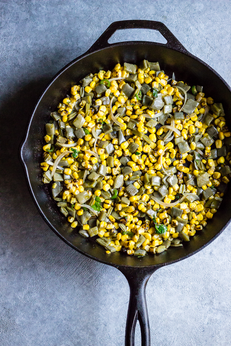 nopales and roasted corn tacos