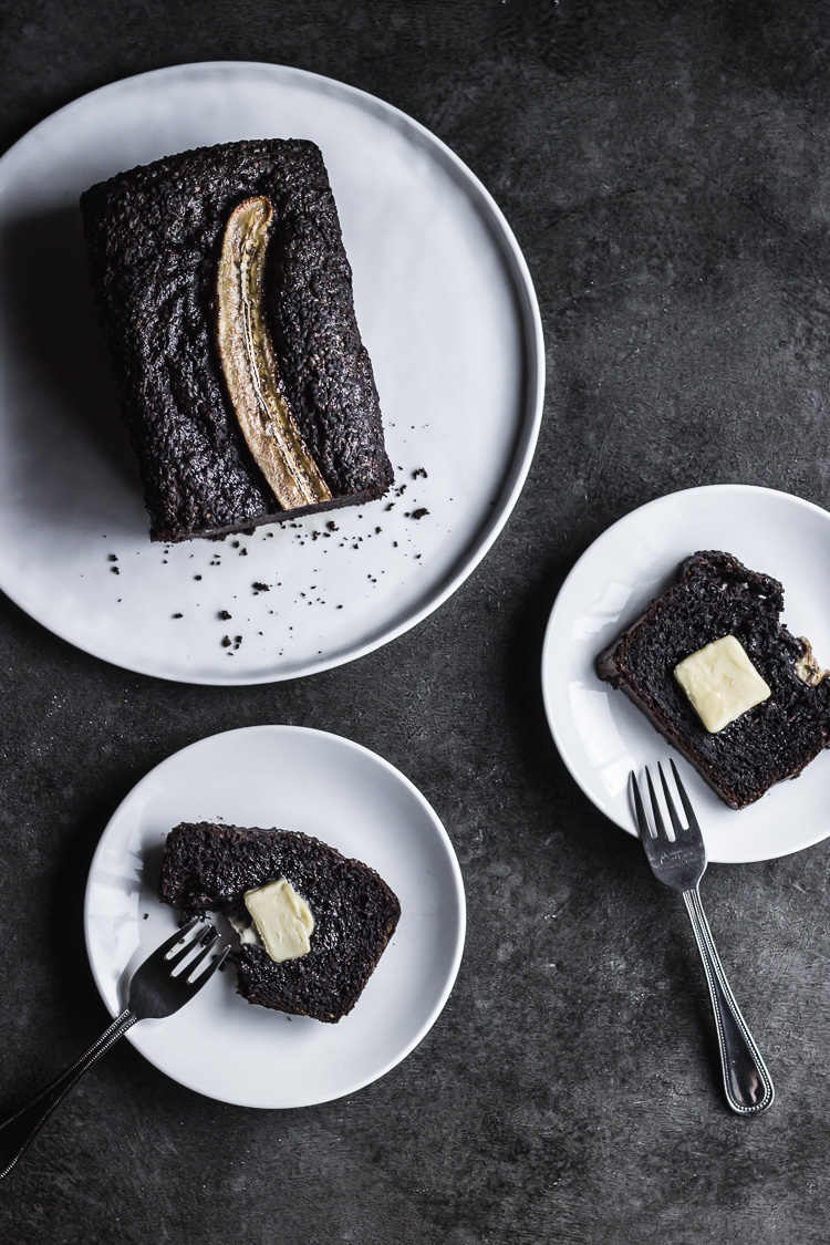 black sesame chocolate banana bread