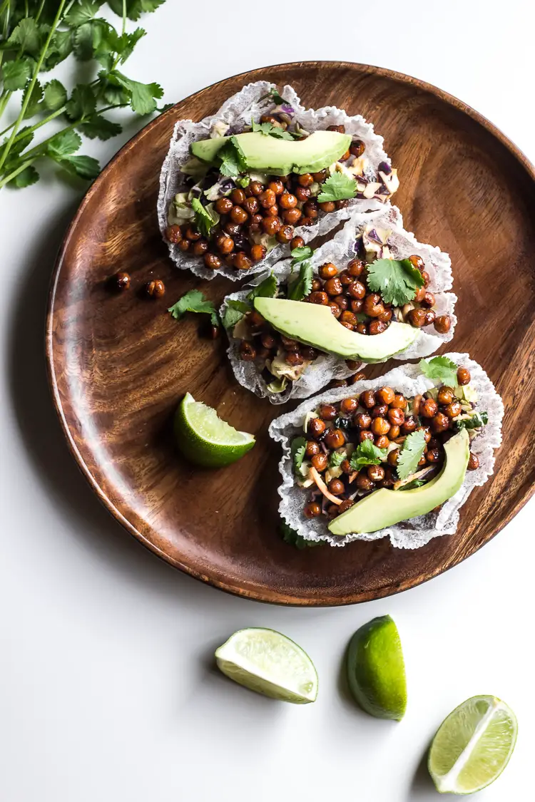 asian chickpea rice paper tacos