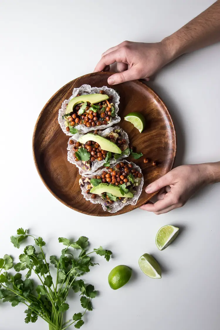 asian chickpea rice paper tacos