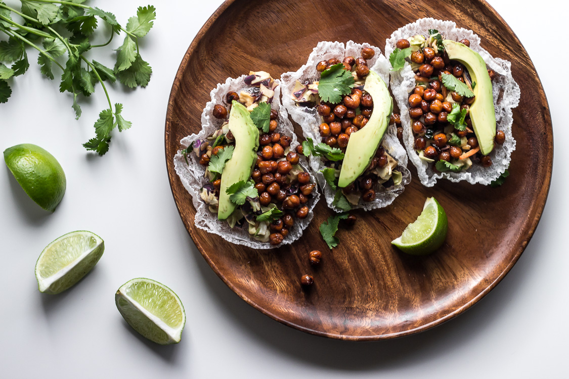 asian chickpea rice paper tacos