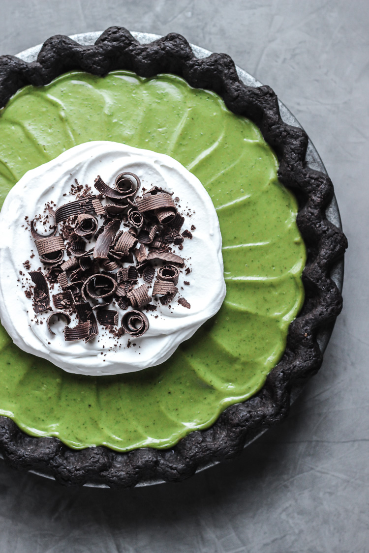 matcha mint grasshopper pie