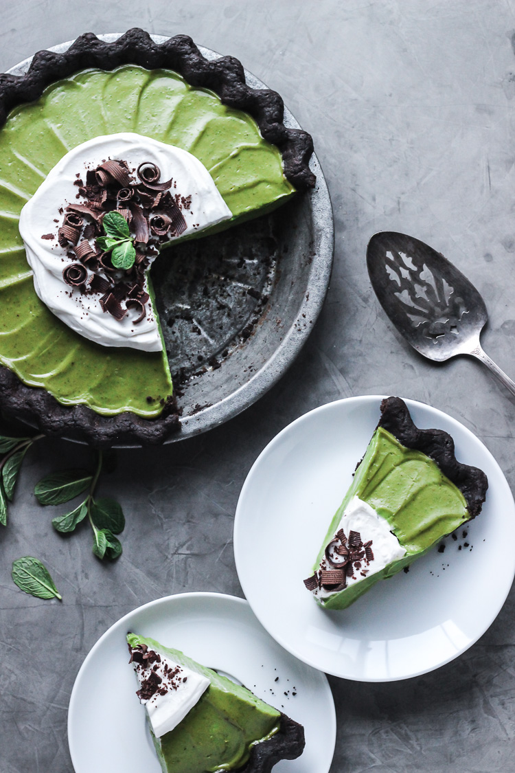 matcha mint grasshopper pie