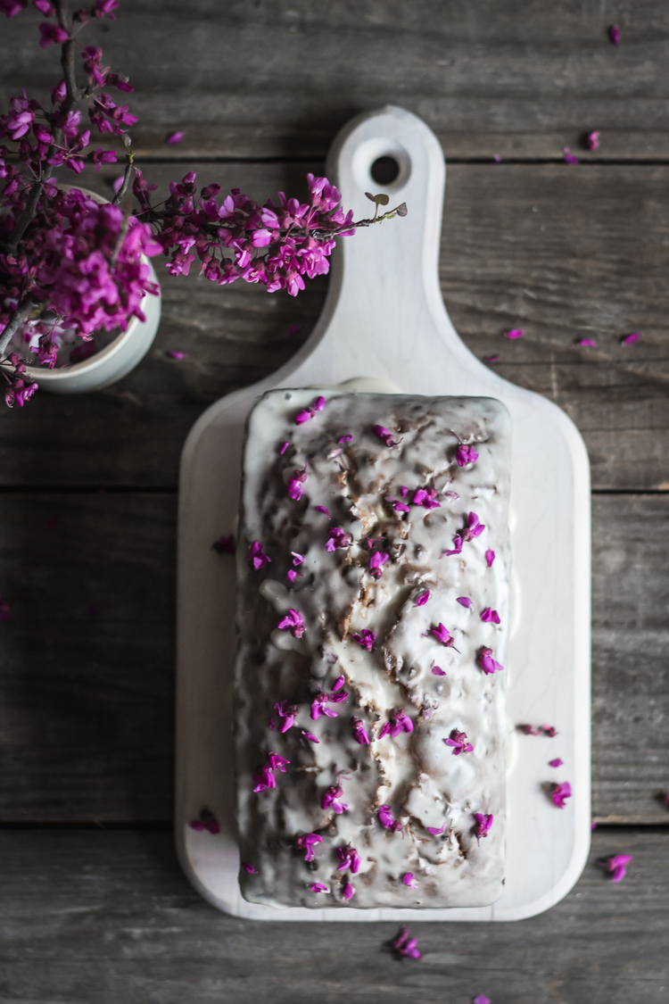 redbud & lemon cornmeal loaf cake