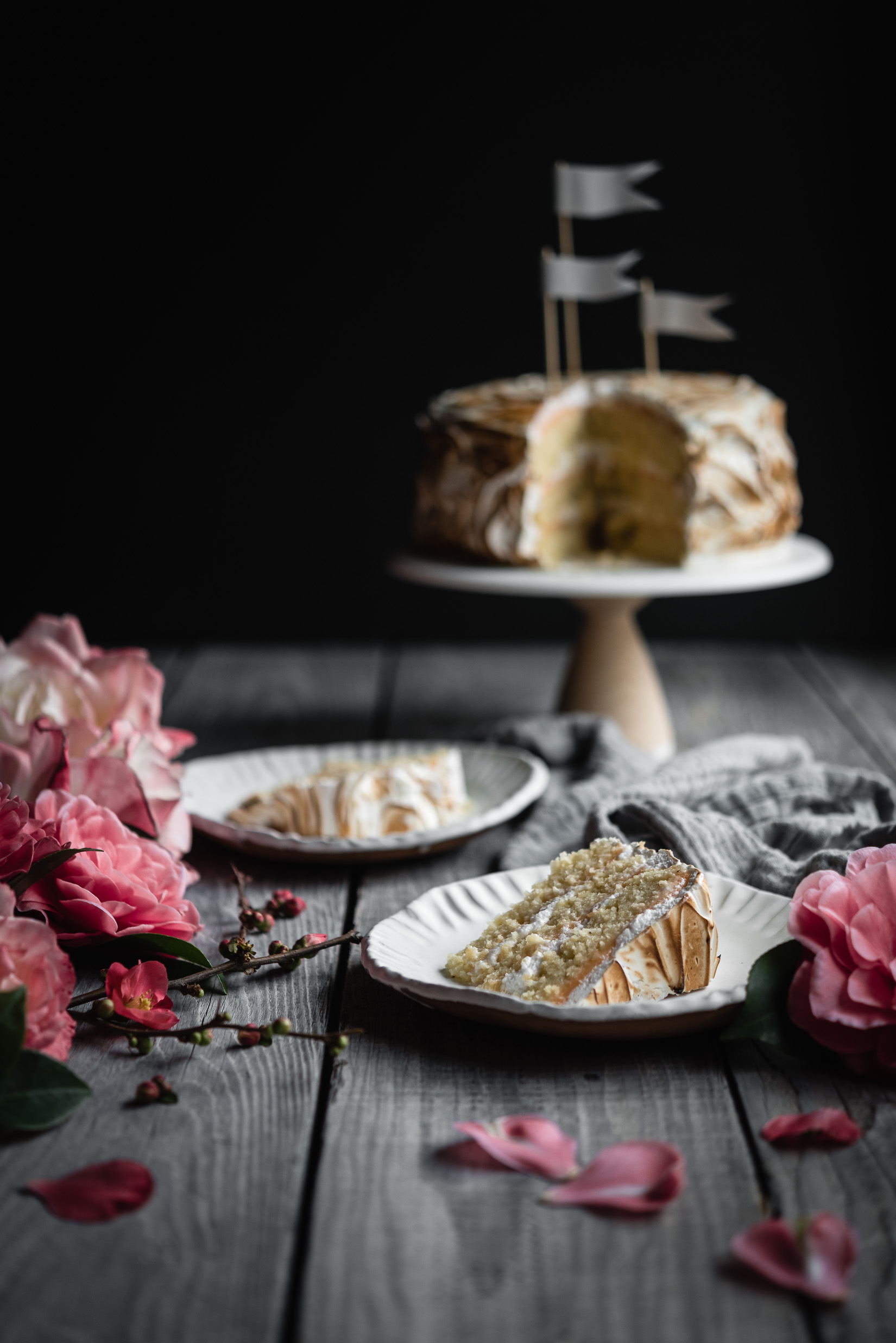 coconut grapefruit meringue cake