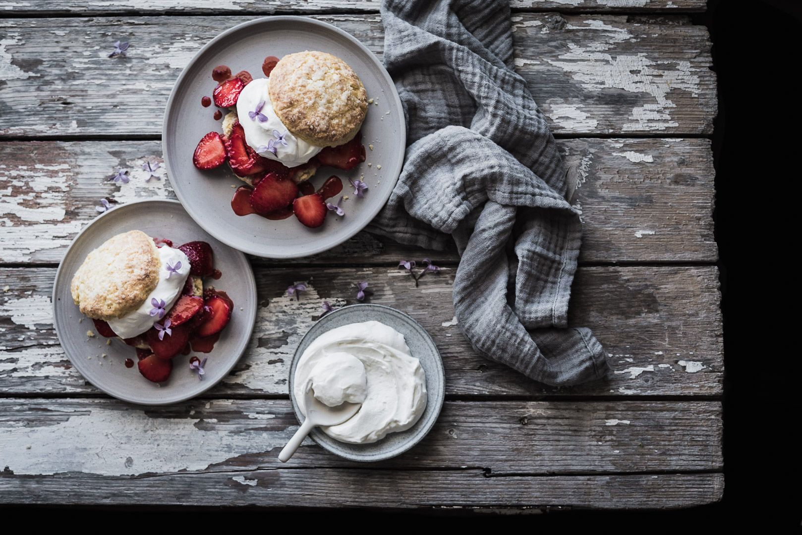 lilac sugar strawberry shortcakes