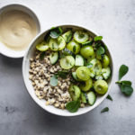 green plum + cucumber + wheat berry salad