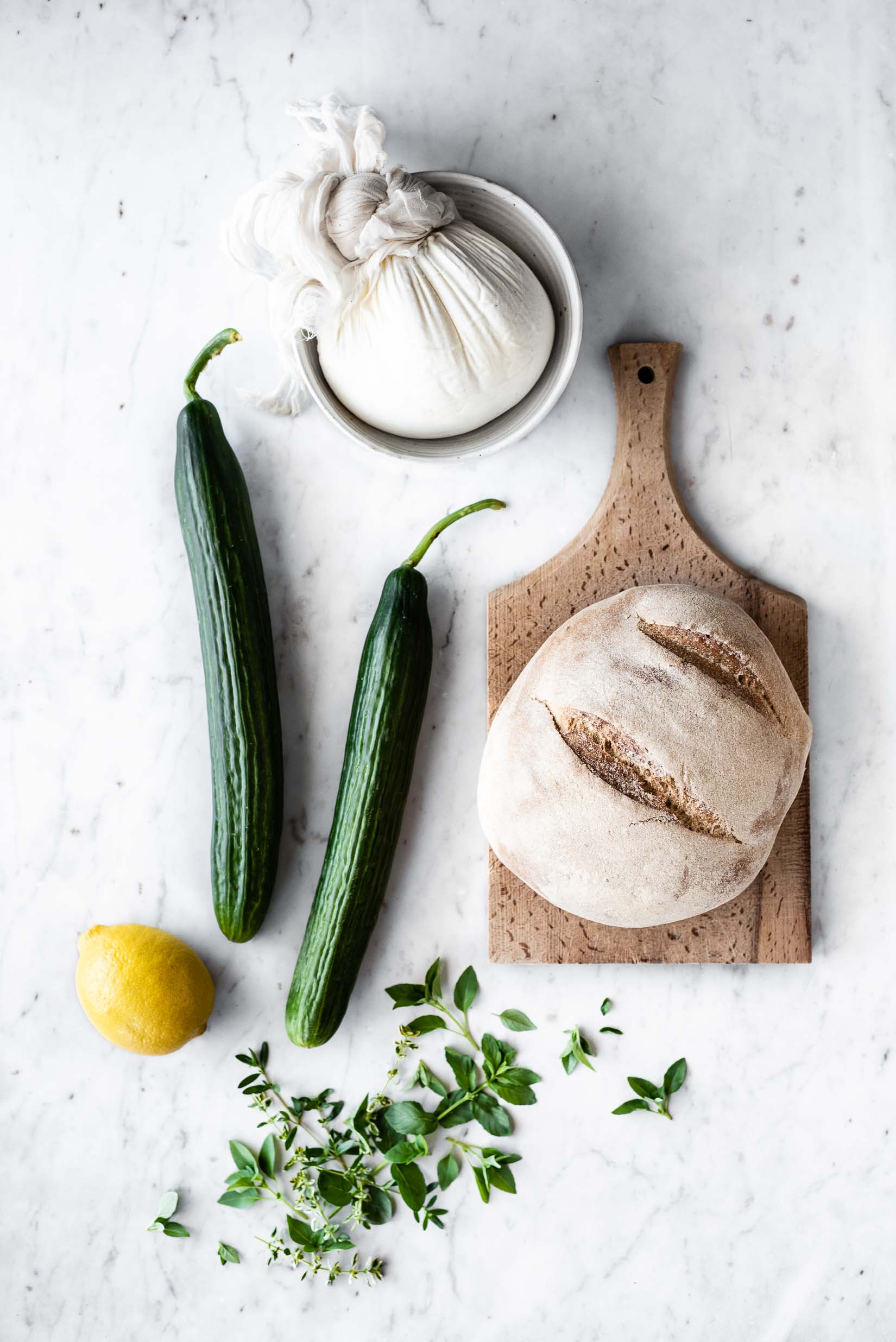 shaved cucumber lemon herb labneh toast