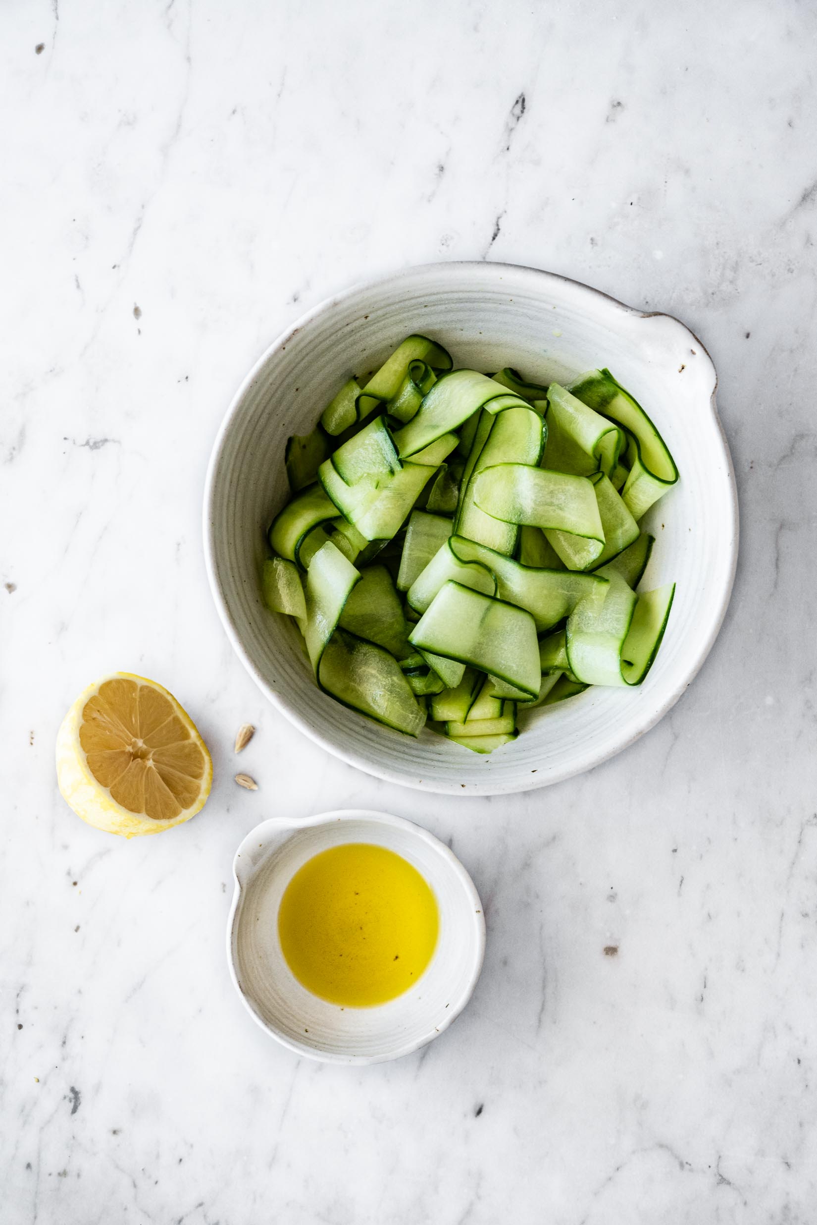 shaved cucumber lemon herb labneh toast