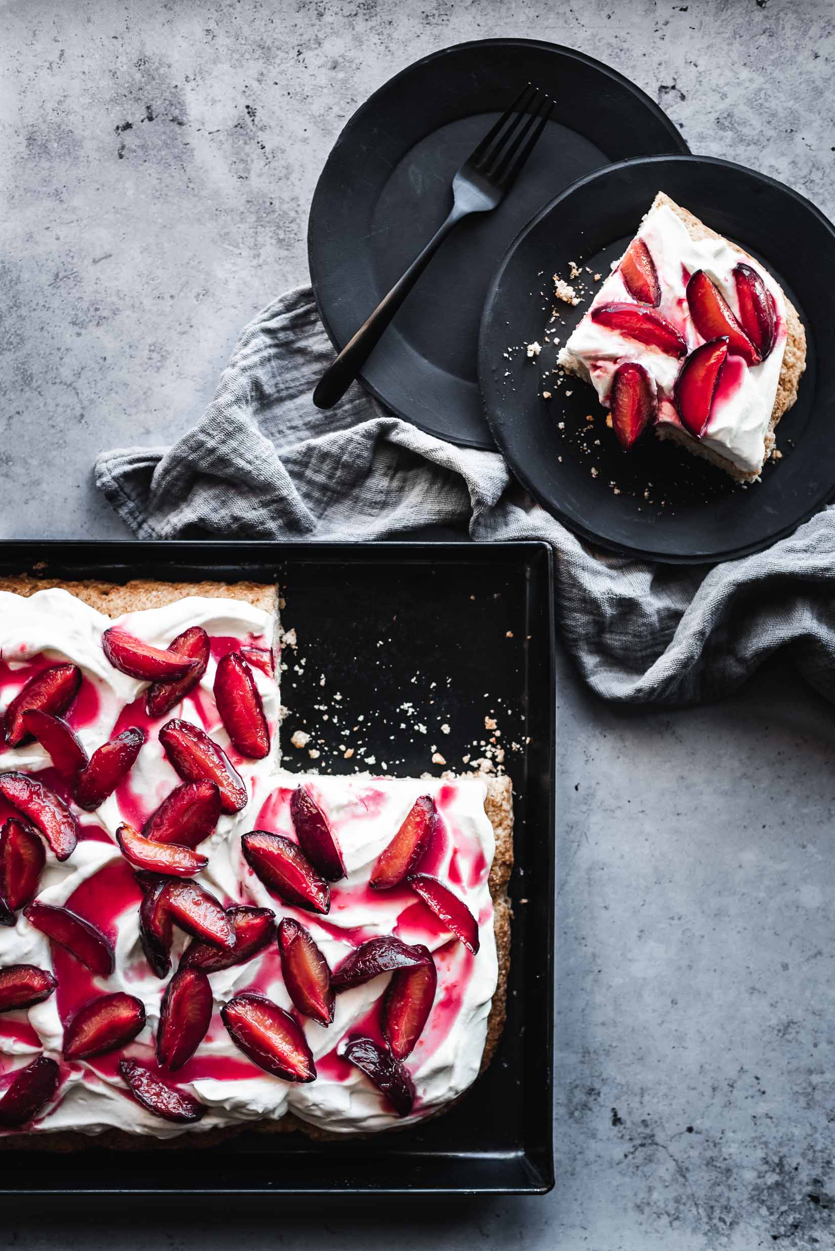 ROASTED PLUM SHEET PAN SHORTCAKE