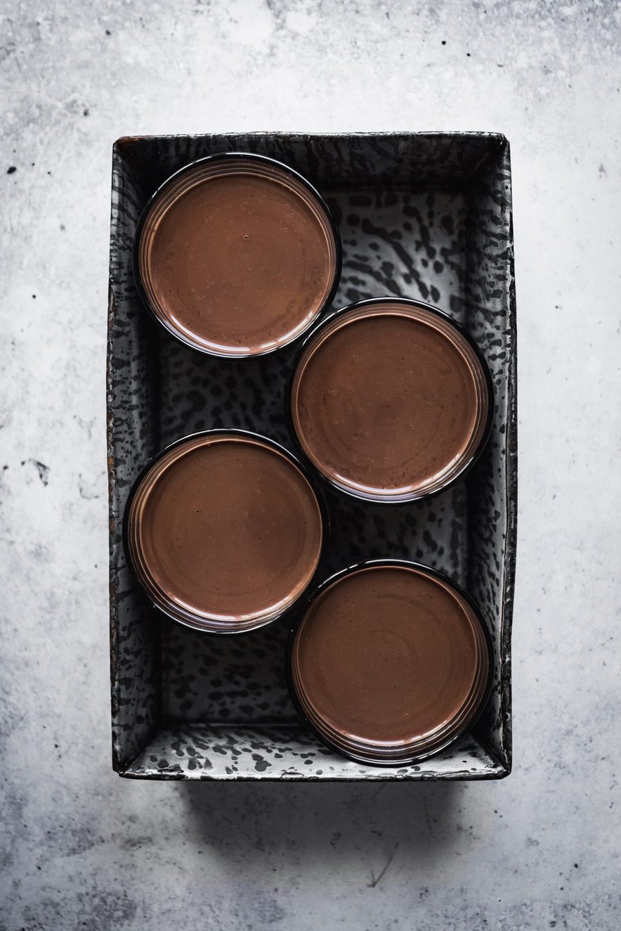 Two Ingredient Chocolate Pots De Creme - these desserts are made by simply combining coconut cream and chocolate! And they just happen to be vegan! | ful-filled.com