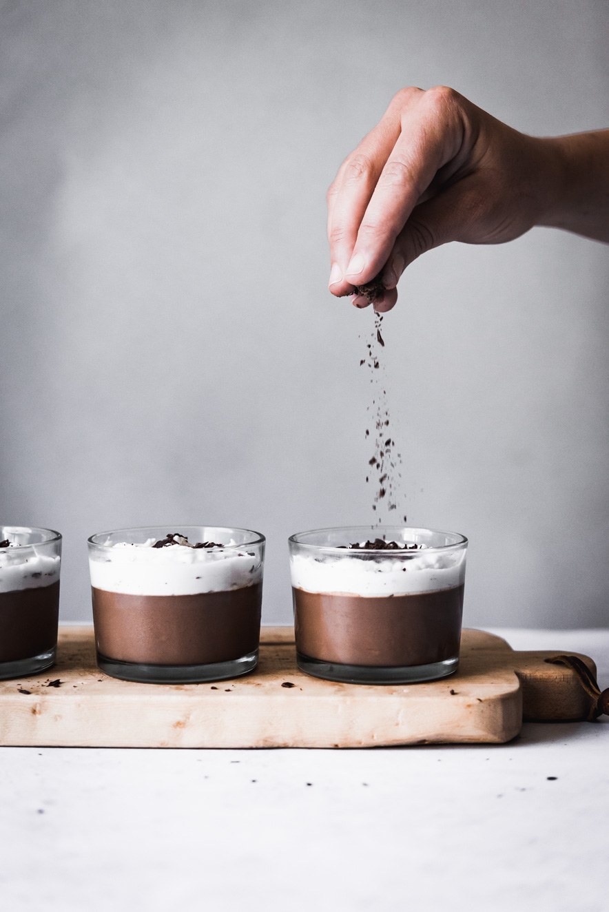 Two Ingredient Chocolate Pots De Creme - these desserts are made by simply combining coconut cream and chocolate! And they just happen to be vegan! | ful-filled.com