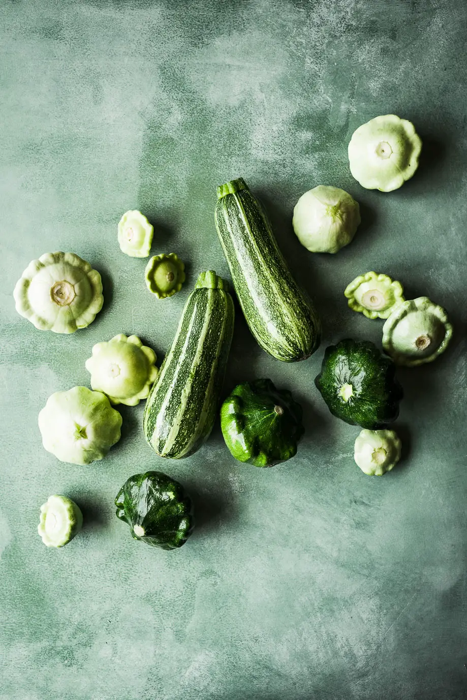 zucchini & squash on green