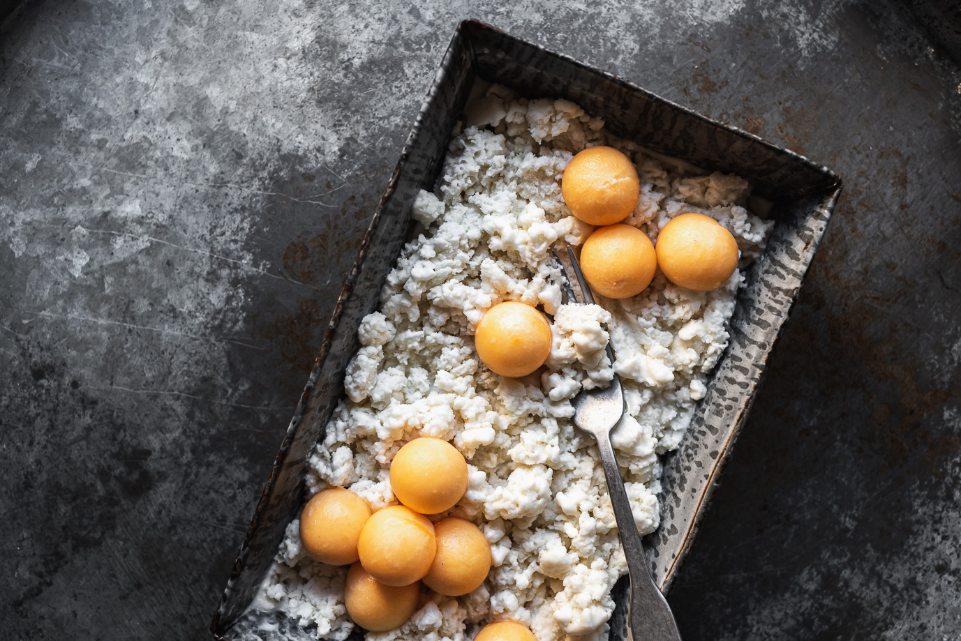 buttermilk & lemongrass granita with fresh melon