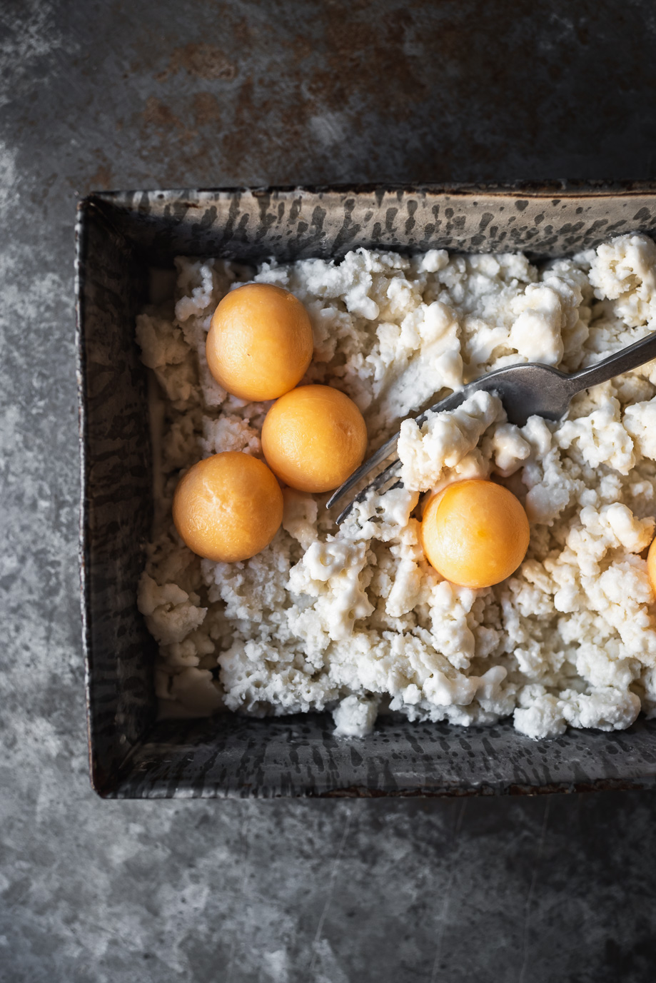 buttermilk & lemongrass granita with fresh melon