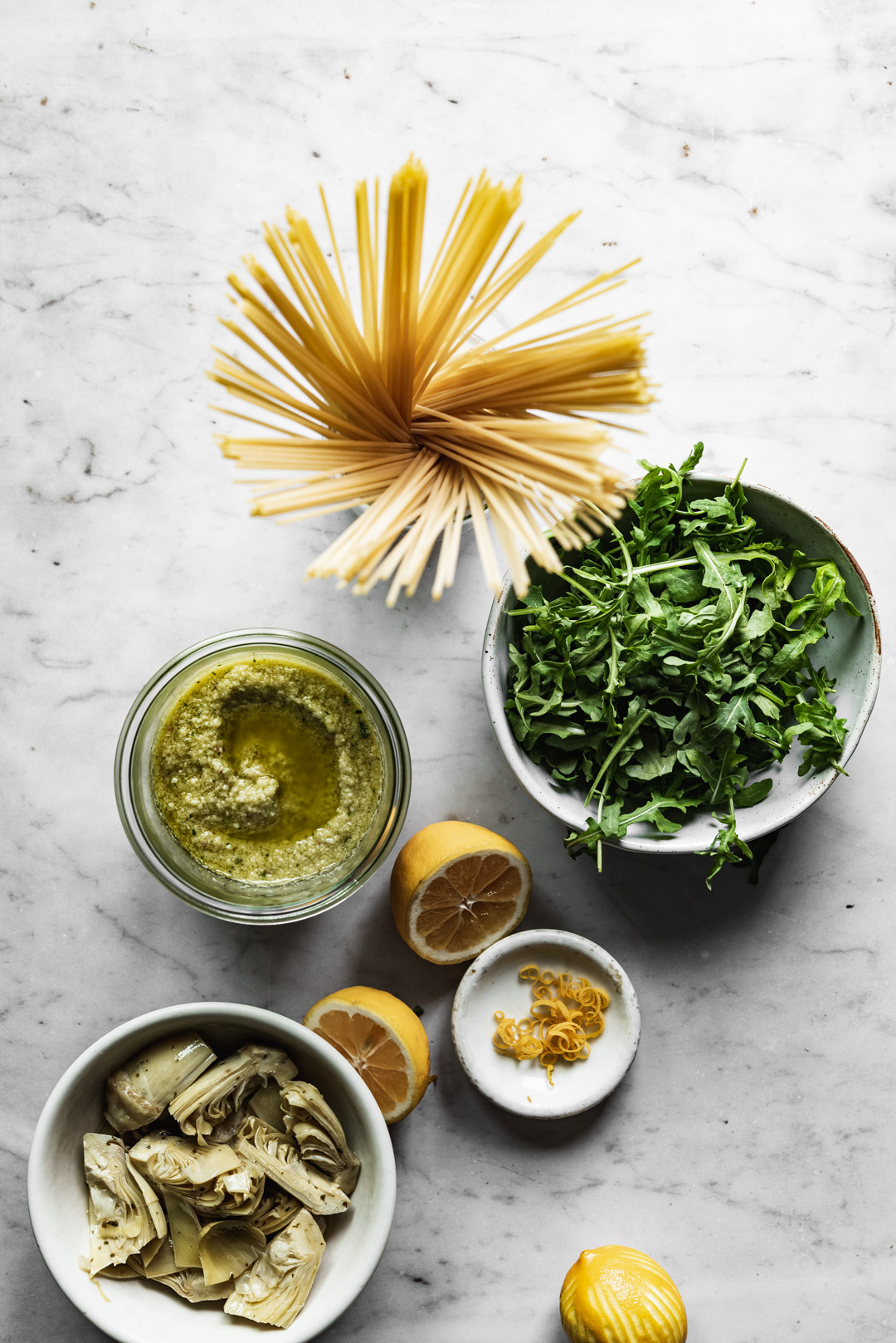 ARTICHOKE LEMON PESTO PASTA ingredients