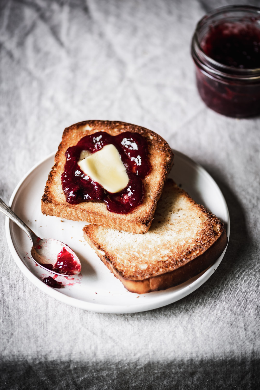 Sourdough Japanese Milk Bread toast with butter & jam