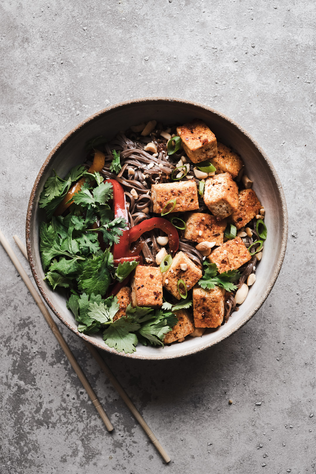 SESAME NOODLES WITH MAPLE-HARISSA TOFU