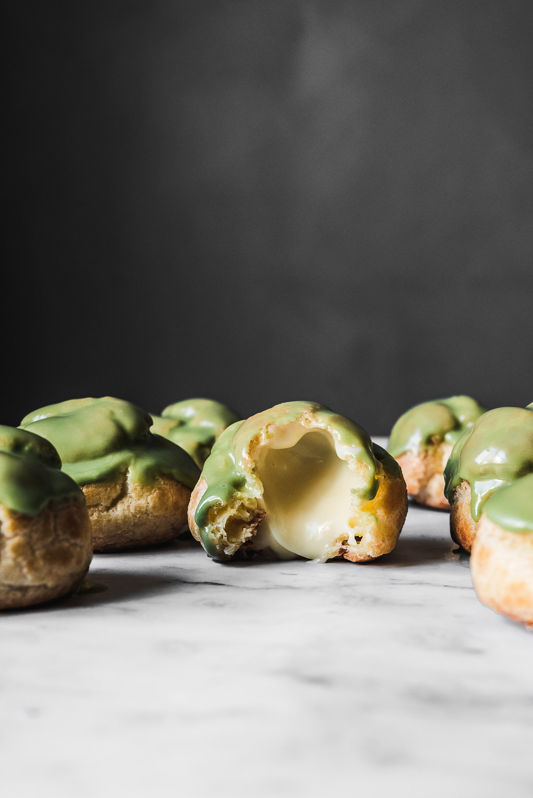 WHITE CHOCOLATE-MATCHA CREAM PUFFS