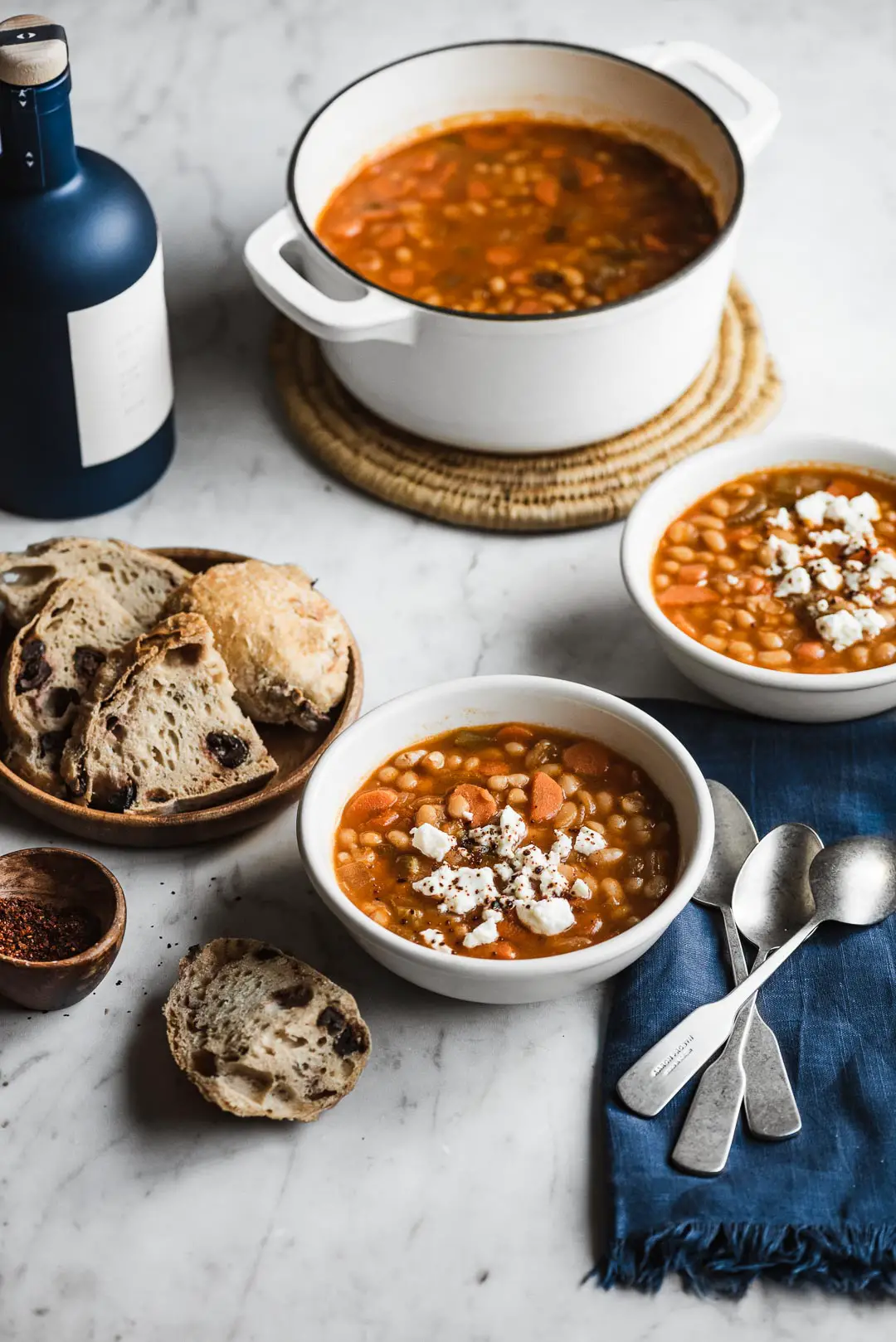 One of the most beloved Greek recipes, Fasolada - Greek White Bean Soup is a simple, nourishing comfort food that pairs beautifully with a bit of crumbled feta, olives, and crusty bread.