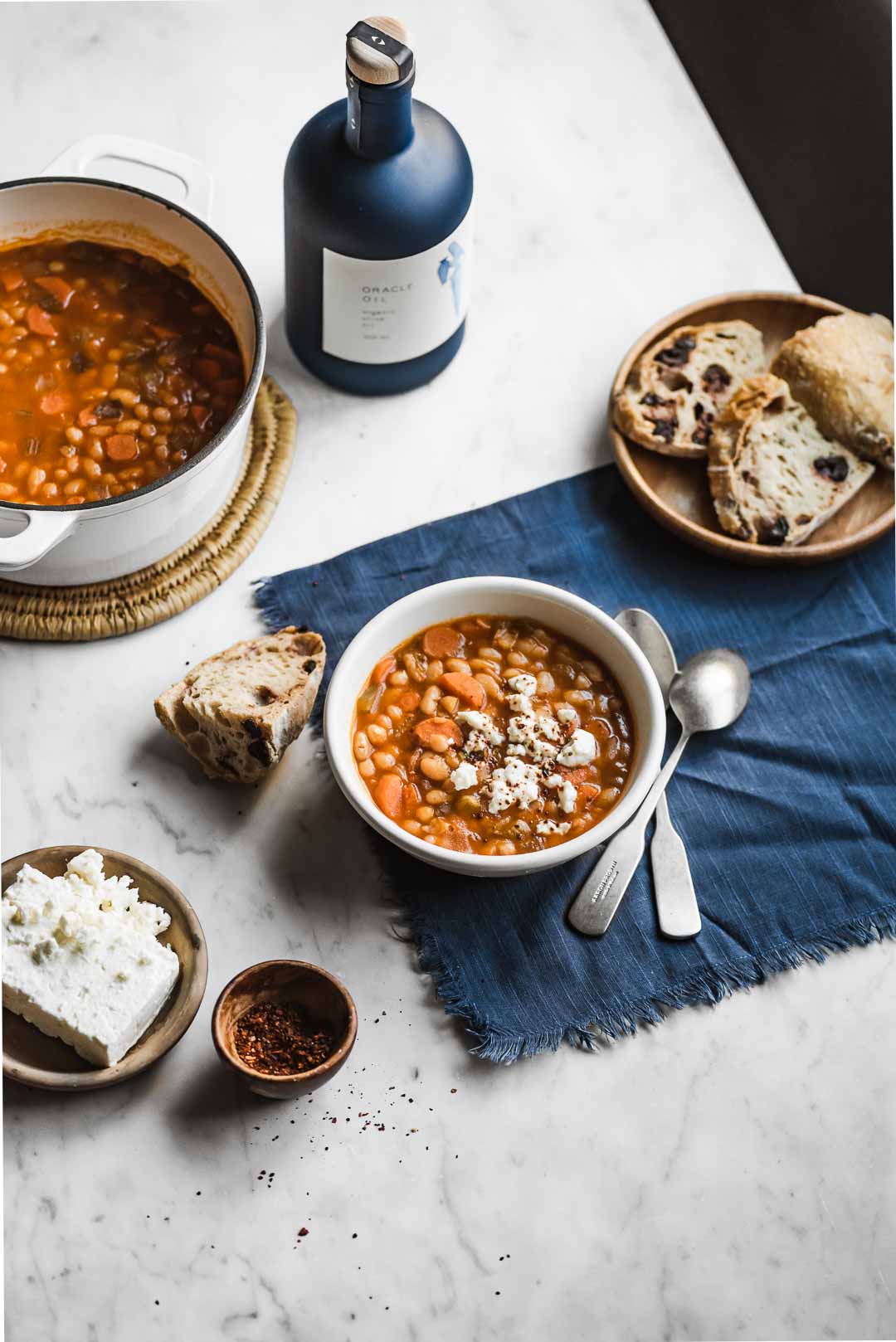 One of the most beloved Greek recipes, Fasolada - Greek White Bean Soup is a simple, nourishing comfort food that pairs beautifully with a bit of crumbled feta, olives, and crusty bread. 