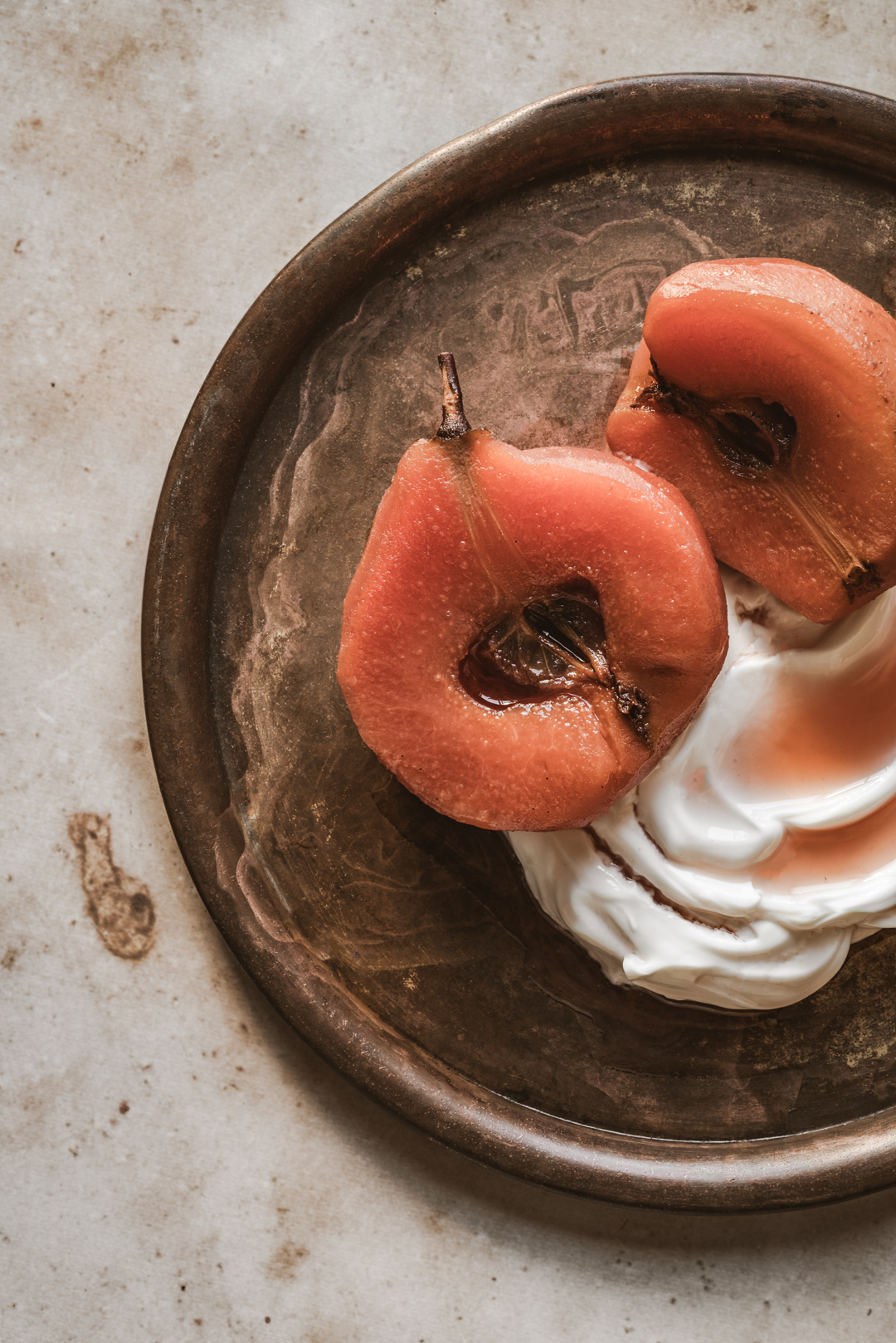 HONEY POACHED QUINCE simply served with Greek yogurt