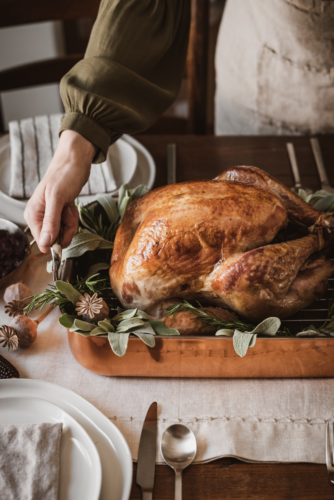 This cider brined turkey with cider herb gravy is the ultimate holiday turkey & gravy combination and will be the absolute star of your table