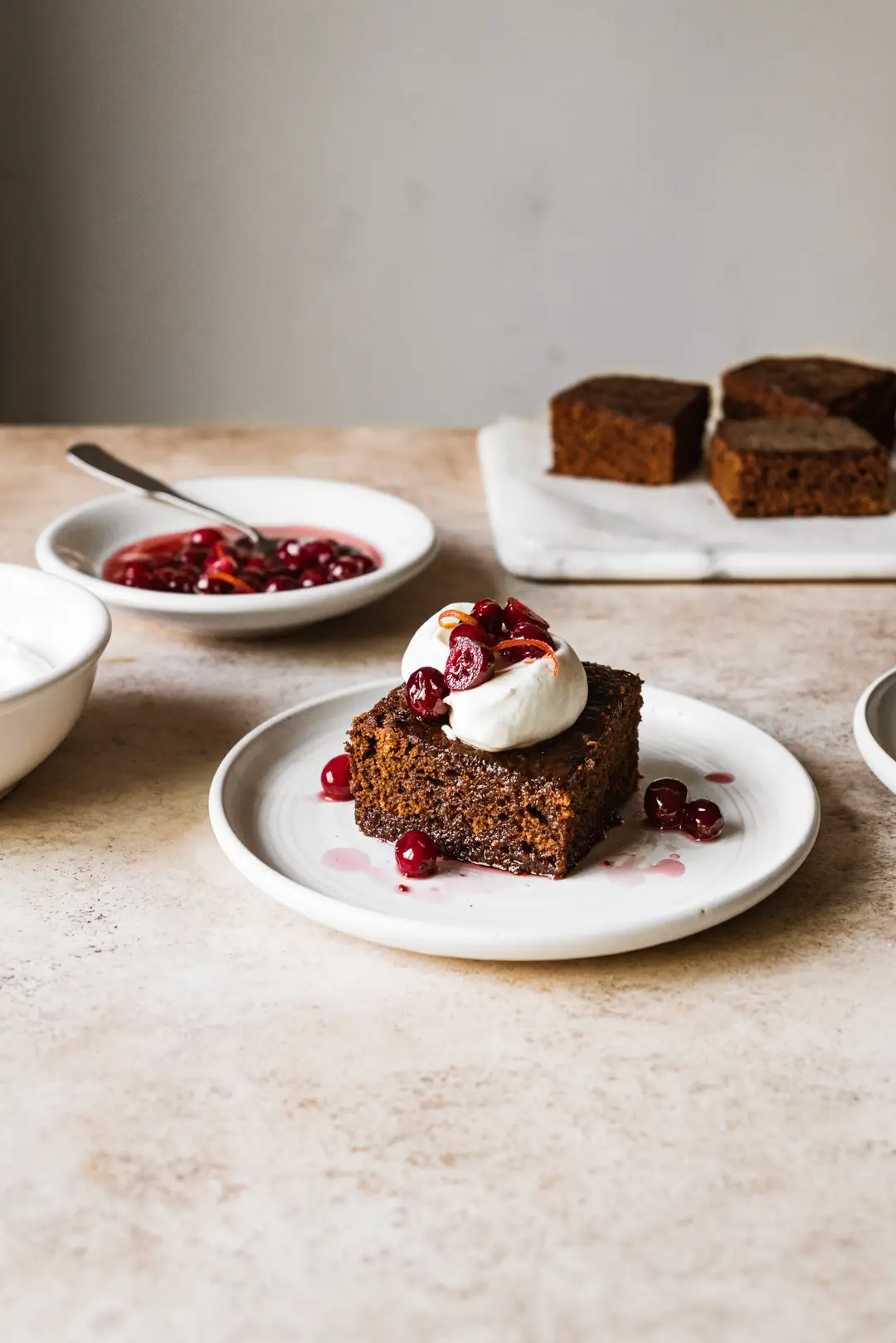 This sticky gingerbread spice cake features warm flavors with a sticky exterior that yields to a tender crumb