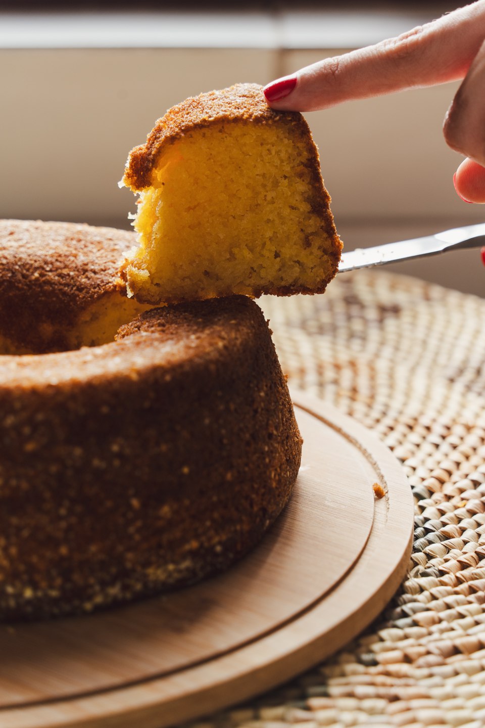 A slice of Brazilian Corn Cake